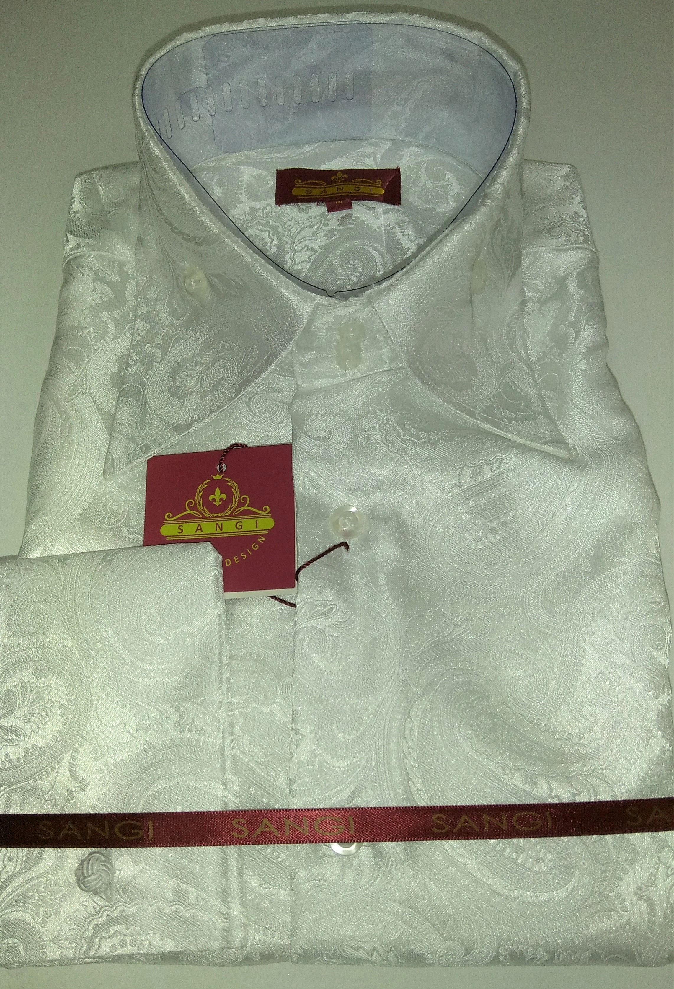Elegancki biały koszula paisley Sangi Milan - idealny styl na każdą okazję!