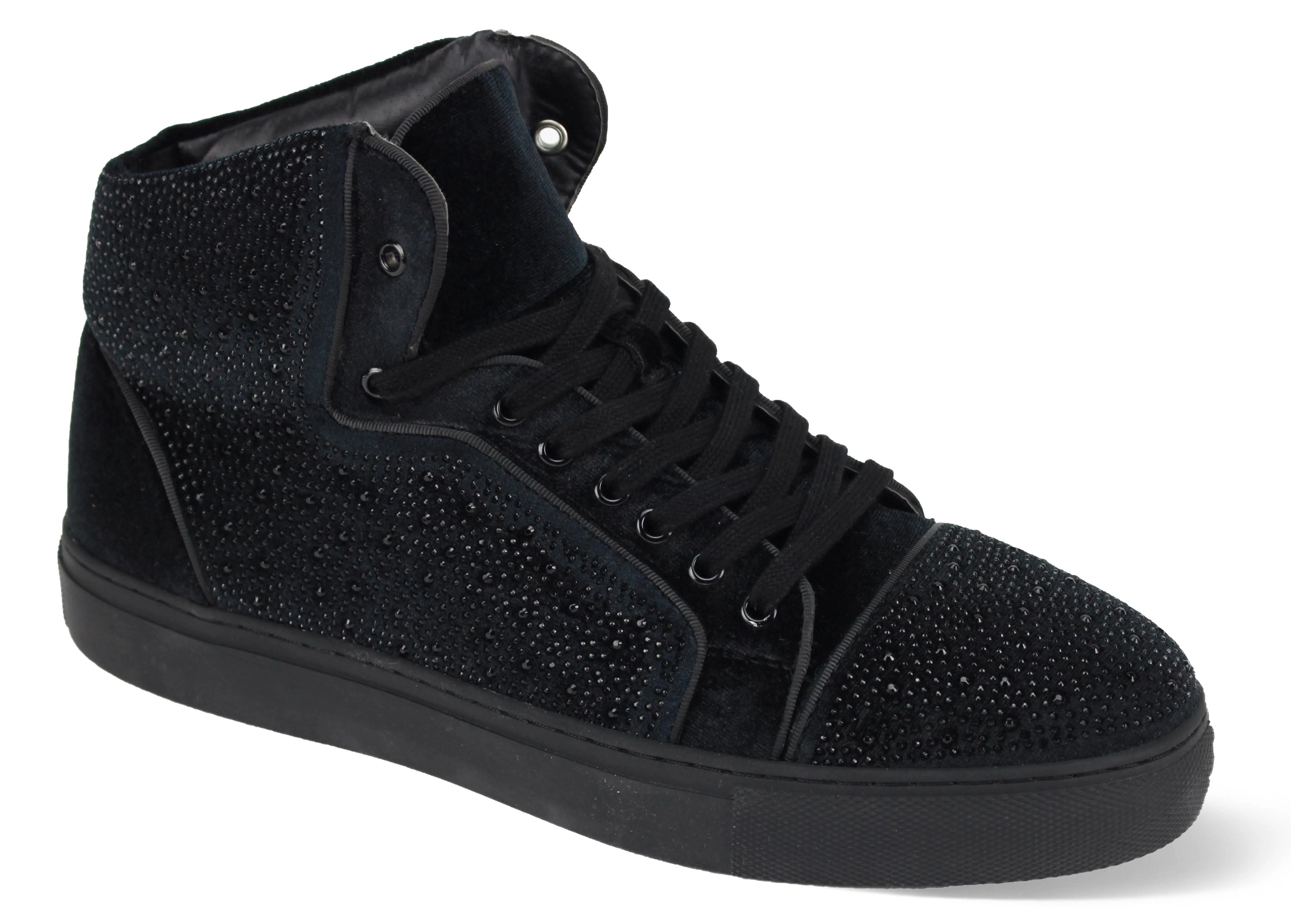 Eleganckie buty sportowe z aksamitu, błyszczące kamieniami – styl AM FLASH.